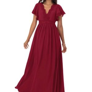 Burgundy Azazie bridesmaid dress